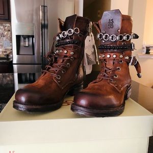 NEW A.S.98 Studded Boots Size 8, EU38